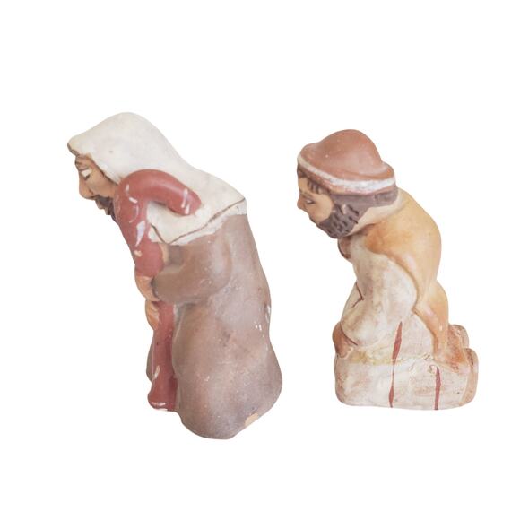 Vintage Clay Figurines Christmas Scene Wise Men Adult's 3.5" Brown Collectible - Picture 4 of 9